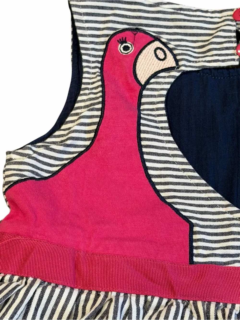 Like New, Lilly & Sid, Sleeveless Navy & White Striped Dress with Appliqué, 4-5